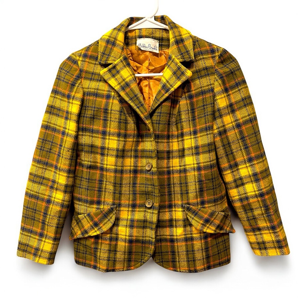 Vintage 1960’s Bobbie Brooks Young Adult Yellow Plaid Blazer (Size S)